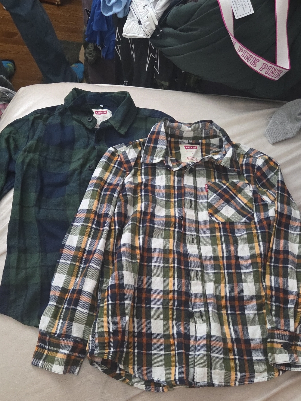 Levi's Youth Plaid Button-Down Flannel Shirt Sets - Size 8